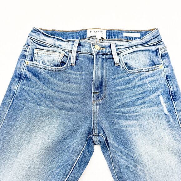 Frame Le Boy Split Hem Ankle Zipper Picadilly Zip Fly Denim Jeans Size 25 - Picture 7 of 10